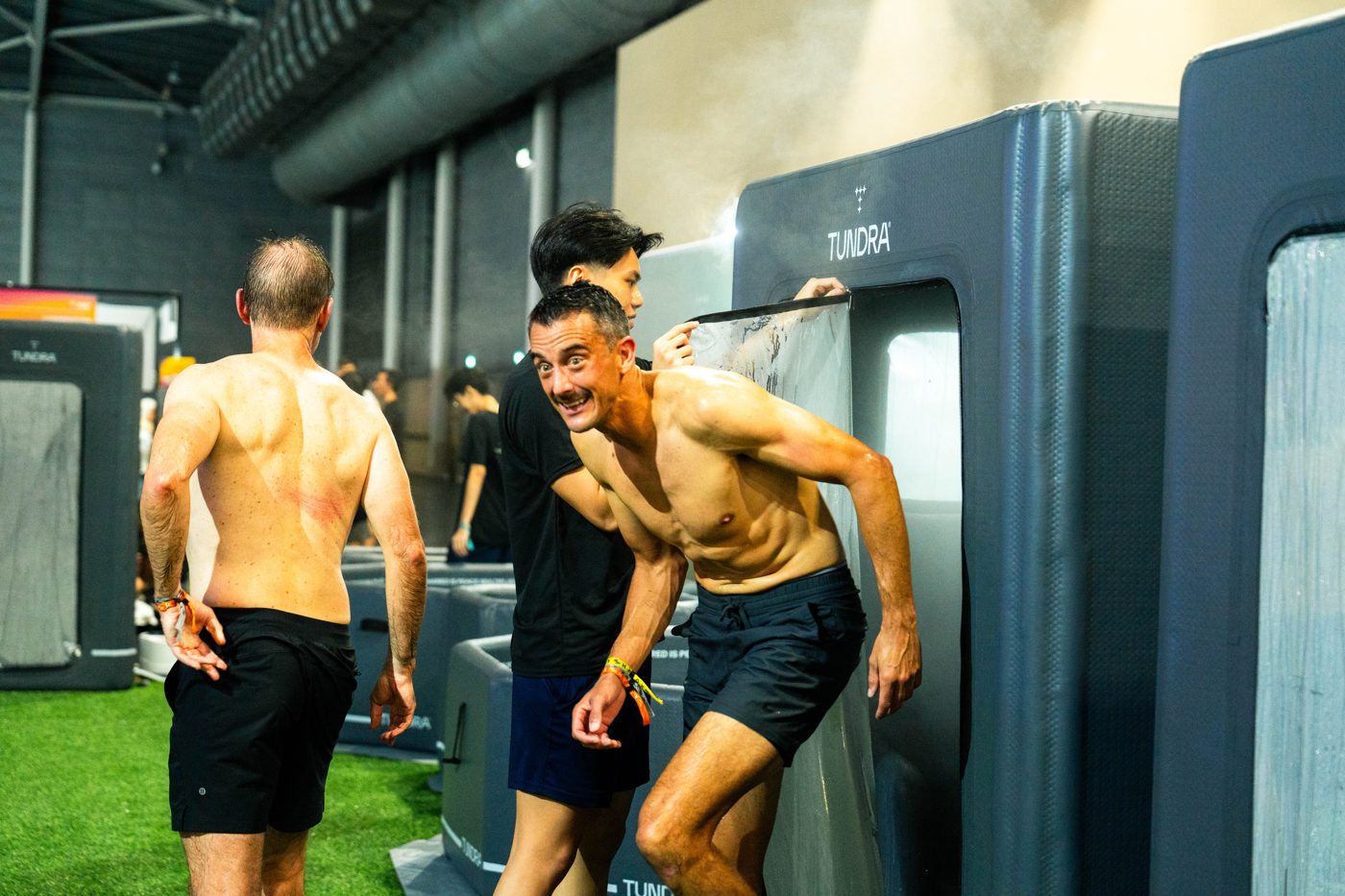 Athletes at the TUNDRA recovery zone at HYROX Singapore