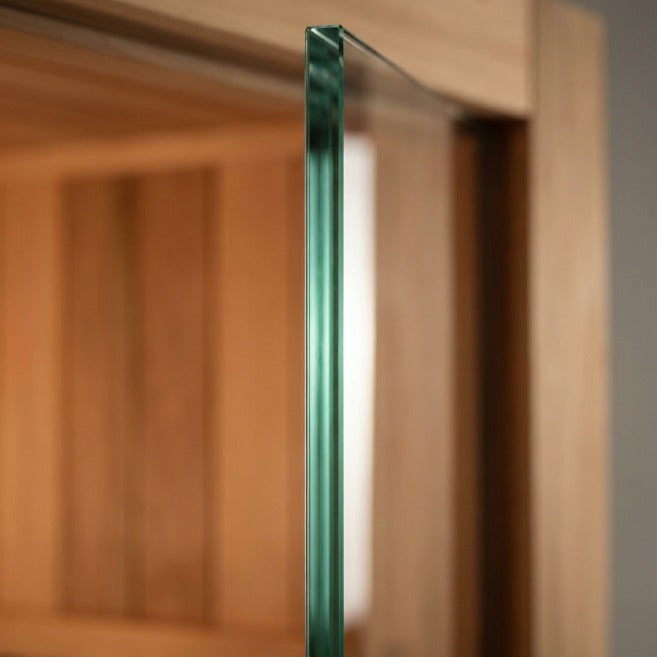 8 mm tempered glass front of the TUNDRA Haven sauna