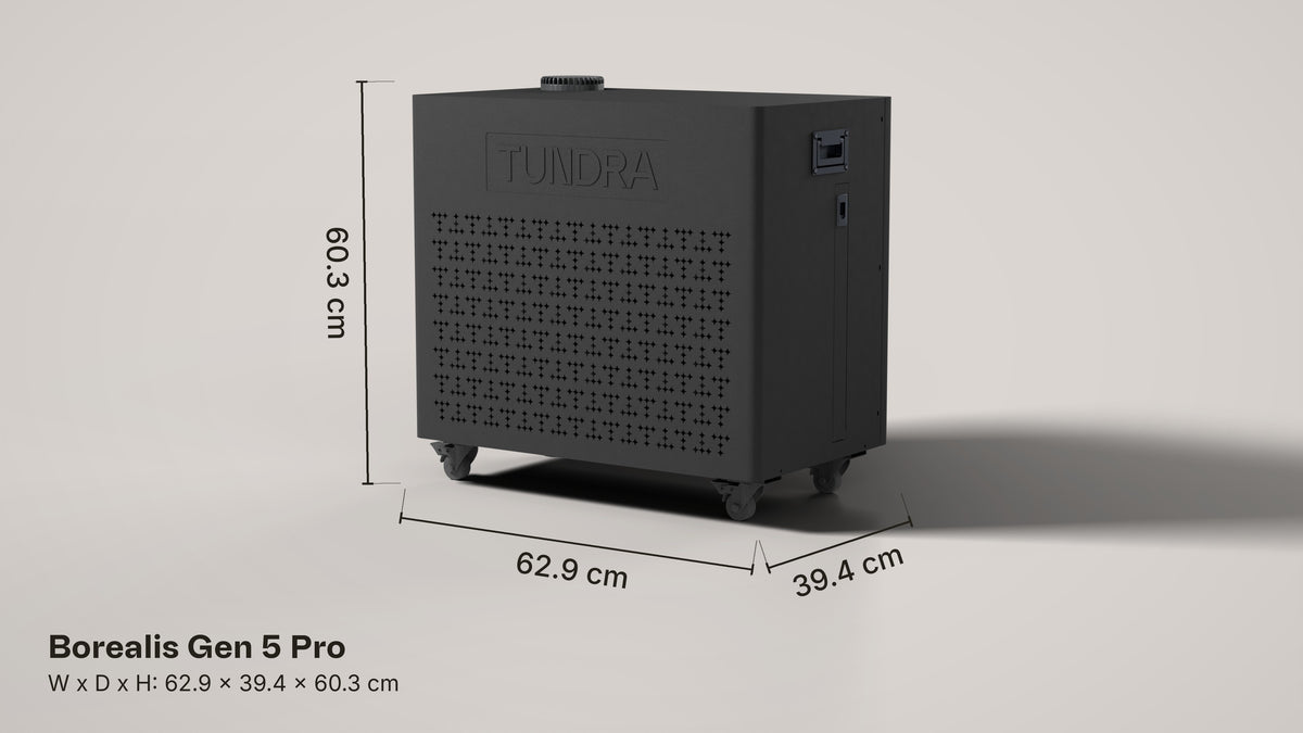 Borealis Gen 5 Pro dimensions: 62.9 x 39.4 x 60.3 cm (W x D x H)