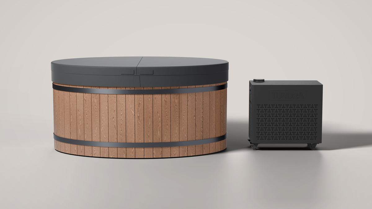 The Inari System with the folding cover on, beside the Borealis Gen 5 heater and chiller