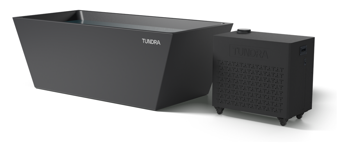The Polaris System: rectangular acrylic plunge tub and the Borealis Gen 5 heater-chiller
