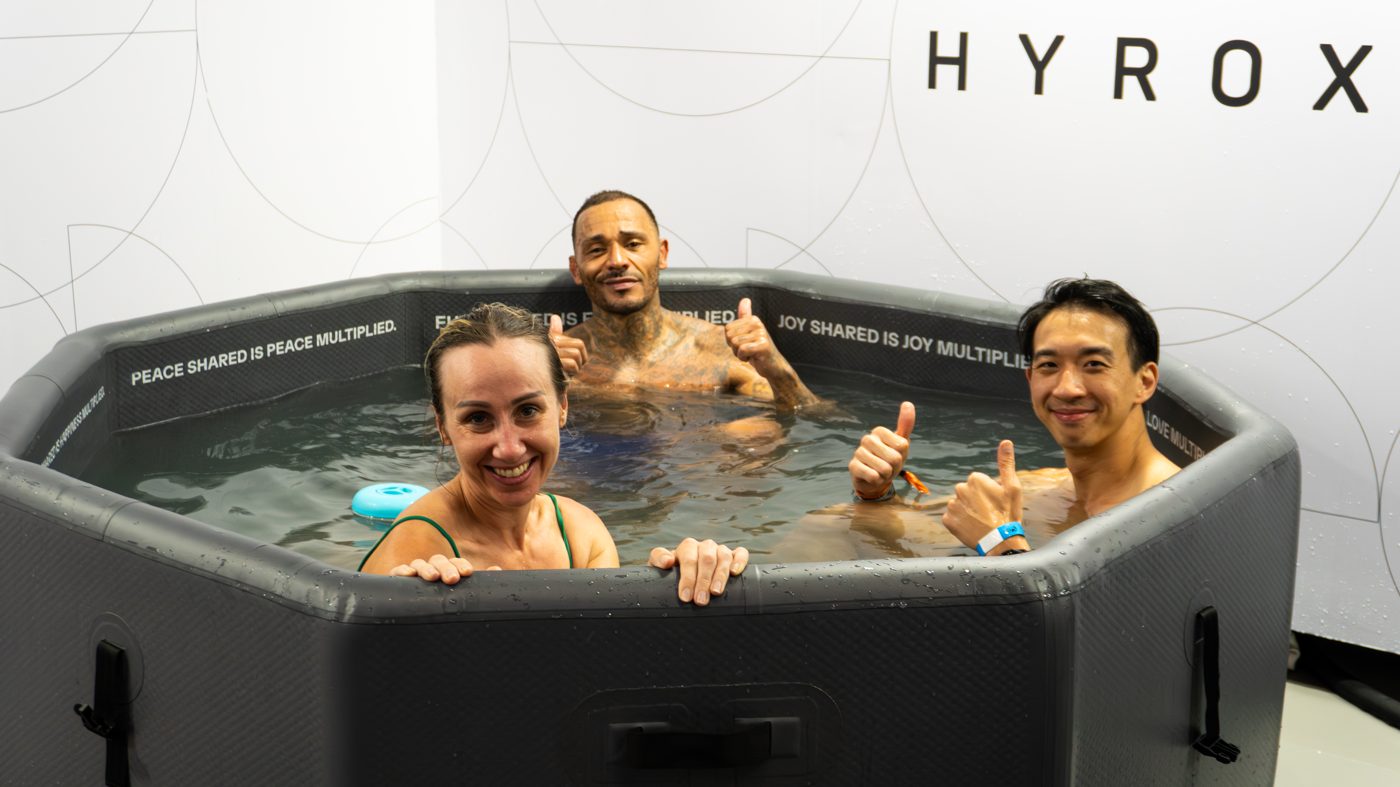 Athletes giving a thumbs up in a TUNDRA ice bath at HYROX Bangkok