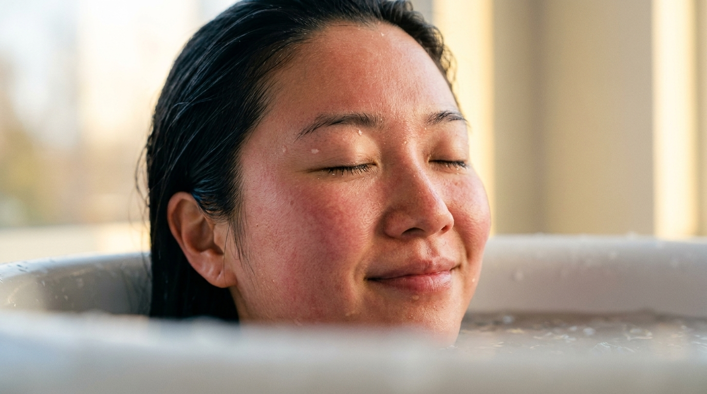 Return to yourself — woman in ice bath, Borealis chiller