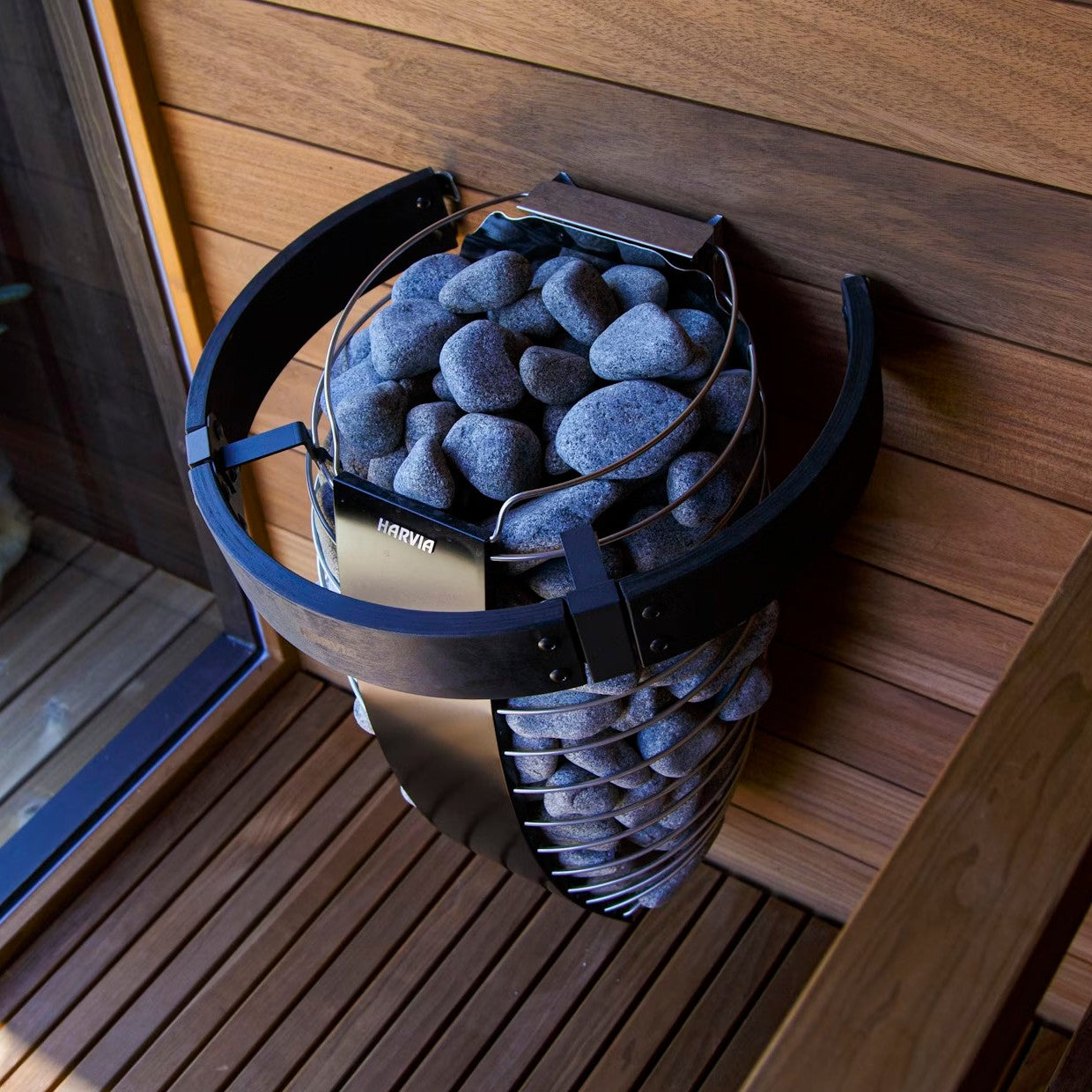 Harvia Spirit 6 kW electric sauna heater in the TUNDRA Haven