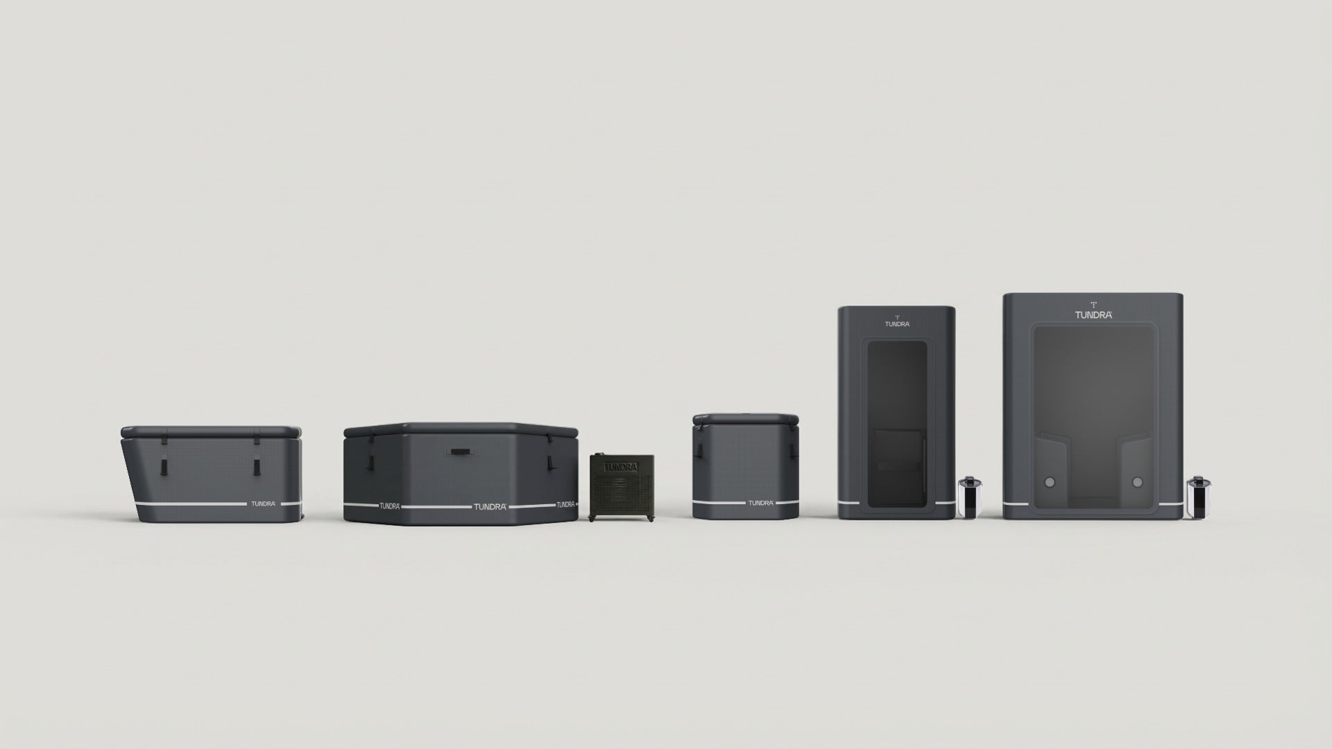 TUNDRA inflatable cold plunge series lineup showcased at HYROX Singapore, featuring portable recovery tubs